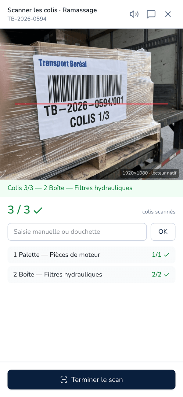 Scan des colis avec la caméra du téléphone
